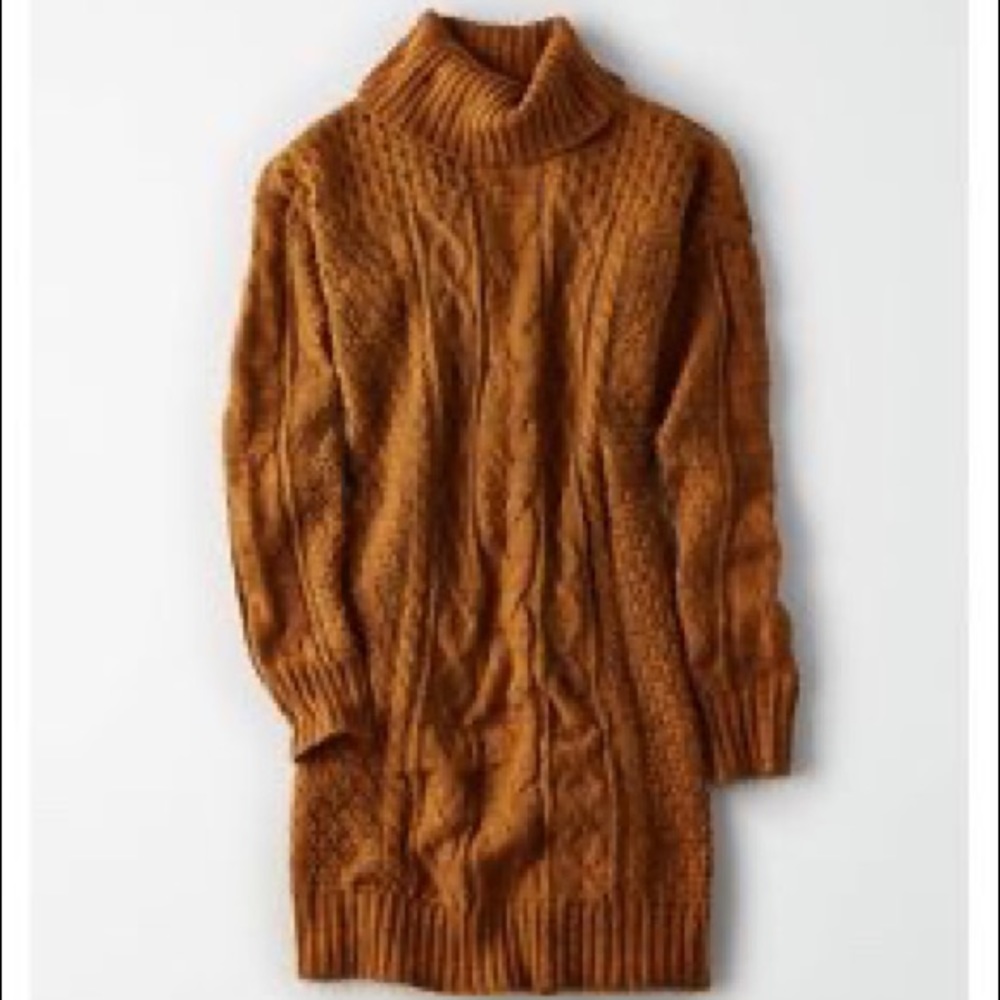 American Eagle Cable Knit Turtleneck Sweater Dress